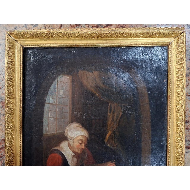 Genre Scene, 18th Century, Oil on Canvas, Framed For Sale - Image 5 of 6
