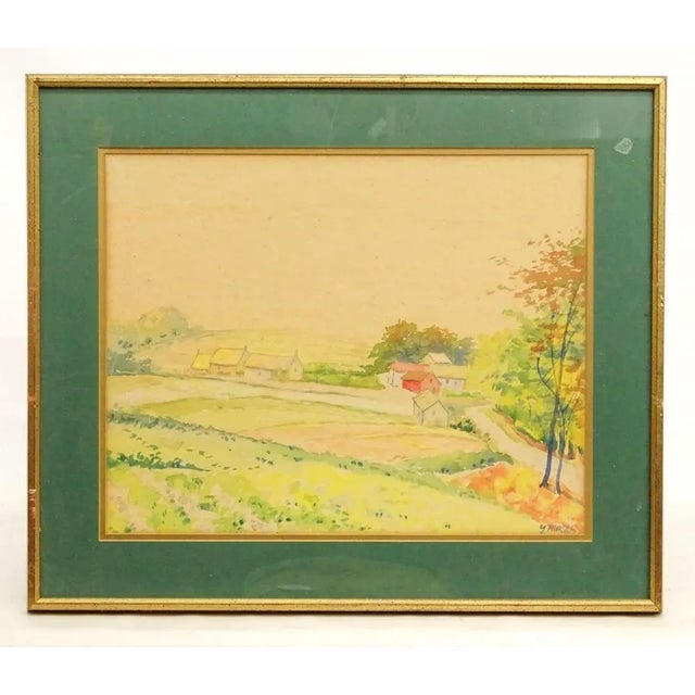 1980s Late 20th Century Rural Landscape Watercolor Painting, Framed For Sale - Image 5 of 5