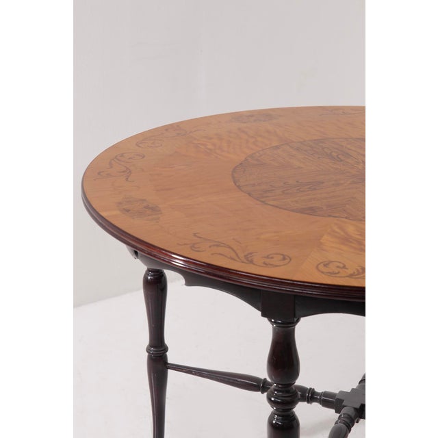 Italian Chiavarino Table with Inlaid Wood, 1950 For Sale - Image 9 of 10