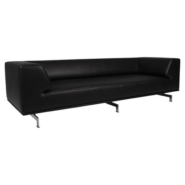Delphi 3-Seater Sofa in Black Leather and Steel by Hannes Wettstein, 2000s For Sale - Image 11 of 11