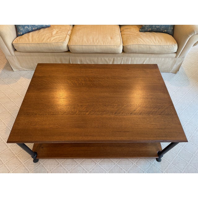 Two Tiered Oak Coffee Table With Iron Frame and Claw Foot Legs For Sale - Image 10 of 16