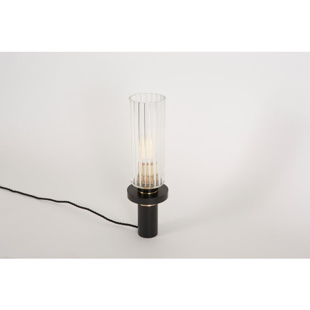 Contemporary Alexandre Table Lamp in Brass and Aluminum with Fluted Glass by Marine Breynaert For Sale - Image 3 of 9