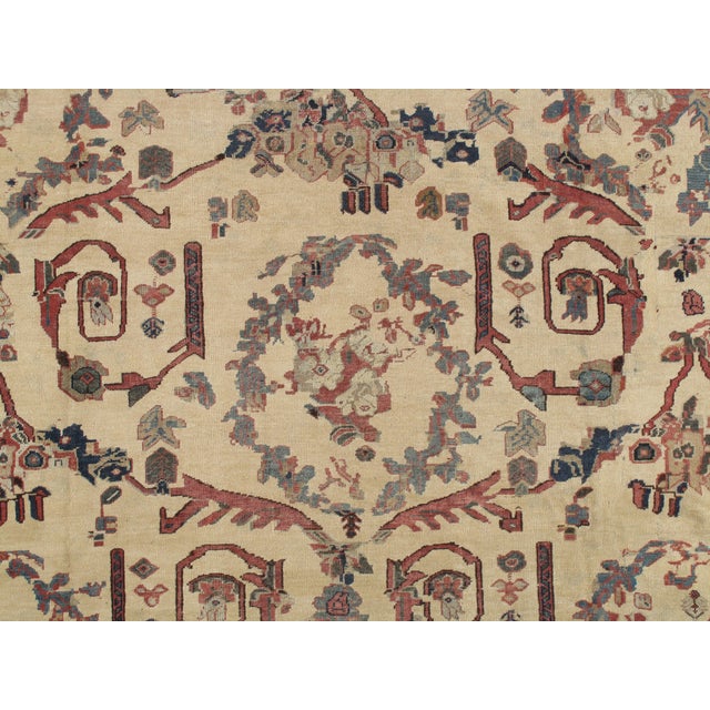 Persian Antique Persian Sultanabad Carpet Handmade Oriental Rug, Ivory, Gold, Green Blue For Sale - Image 3 of 12
