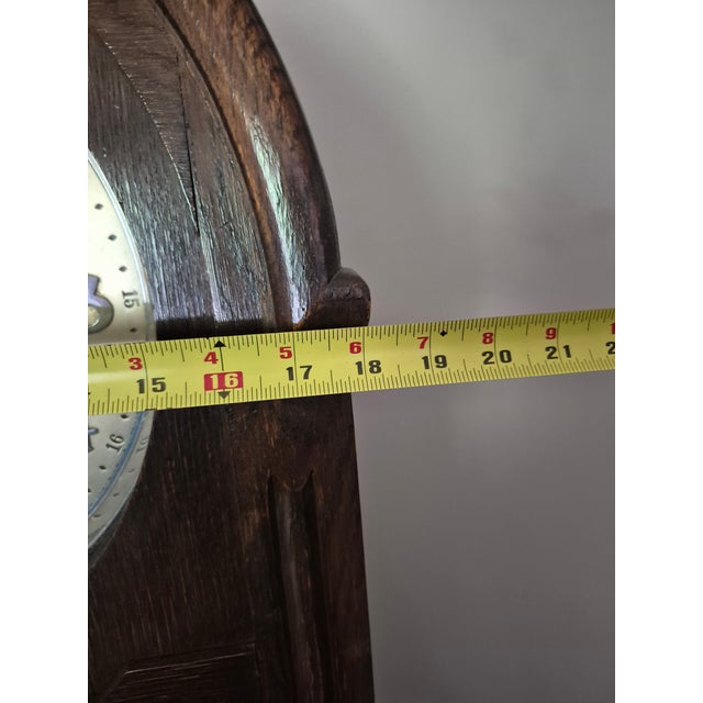 Vintage 1930s Antique Oak Chiming Longcase Barometer Clock For Sale In Palm Springs - Image 6 of 8