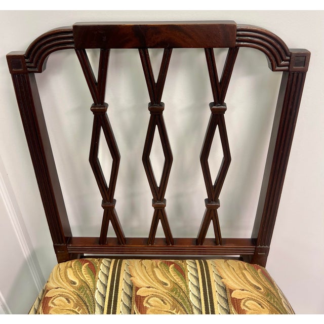 Late 19th Century Late 19th Century Ferdinand Keller English Regency Lattice Back Chairs - A Pair For Sale - Image 5 of 10