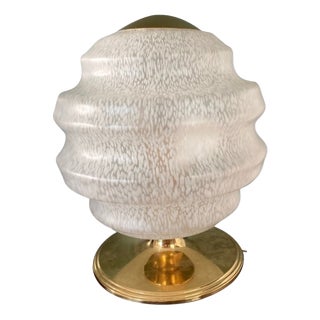 Vintage Table Lamp in Speckled Glass and Brass from Verrerie De Clichy, 1970s For Sale