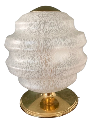 Vintage Table Lamp in Speckled Glass and Brass from Verrerie De Clichy, 1970s