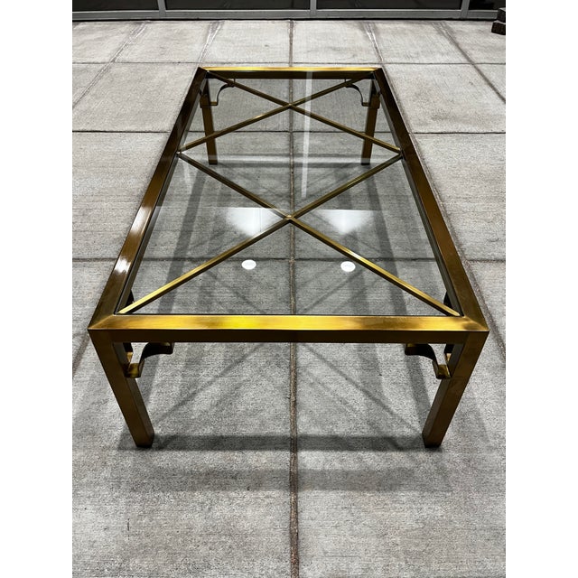 Brass Mastercraft Chinese Chippendale Brass Coffee Table With Fretwork For Sale - Image 8 of 12