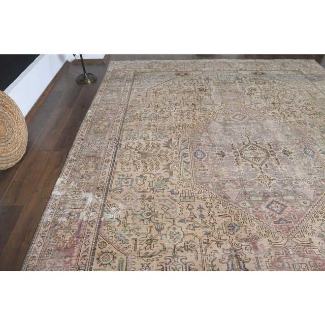 1970s Vintage Persian Handmade Wool Cotton Orange Area Rug For Sale - Image 9 of 11