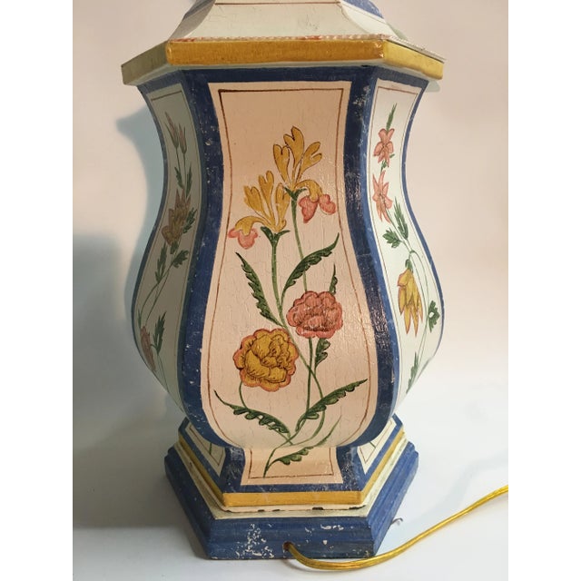 1980s 1980s Up Side Down Temple Jar Tole Lamp For Sale - Image 5 of 8