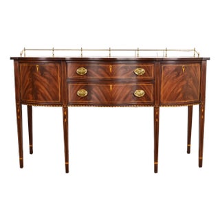 Henkel Harris Federal Inlaid Flame Mahogany Serpentine Front Sideboard Credenza With Brass Gallery For Sale