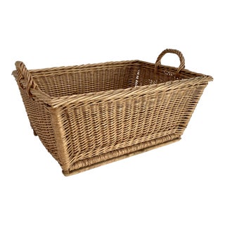 1960s French Wicker Market Basket For Sale