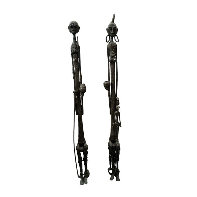 Malian Artist, Dogon Couple Statues, Pre-1800s, Bronzes, Set of 2 For Sale - Image 6 of 6
