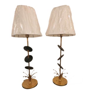 Pair of Mid 20th Century Rembrandt Modern Brass Lamps, Unmarked For Sale