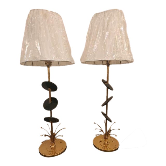 Pair of Mid 20th Century Rembrandt Modern Brass Lamps, Unmarked For Sale