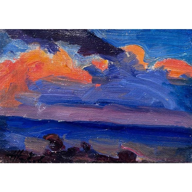 Small work with a colorful sunset and a splendid wooden frame Vladimir JOUKOV (Pocrovca, Ussuriysk, 1922–2005) At the age...
