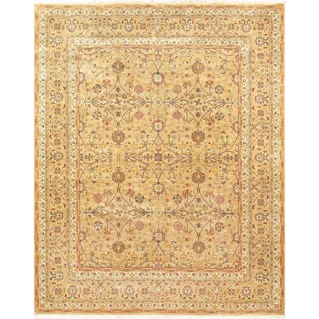 Indian Pasargad Home Tabriz Lamb's Wool Area Rug, 9' 0" X 11'11", Camel For Sale - Image 3 of 3