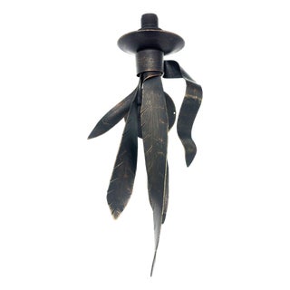 Hand-Forged Wrought Iron Wall Sconce Body Antique Copper Patina Classic Scroll Fixture For Sale