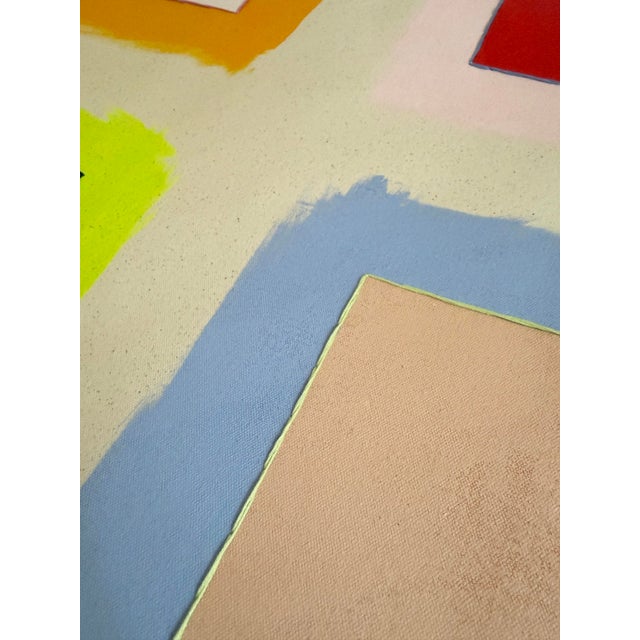 "Bright Place 30401" Original embroidered painting by Emily Keating Snyder, 30" H x 40" W x 1.5" D Acrylic paint with...