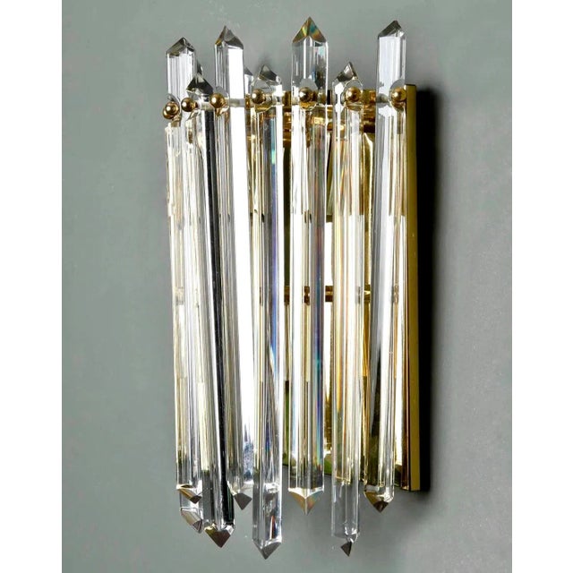 Mid-Century Modern Mid-Century Sconces With Brass and Crystal Spears - a Pair For Sale - Image 3 of 7