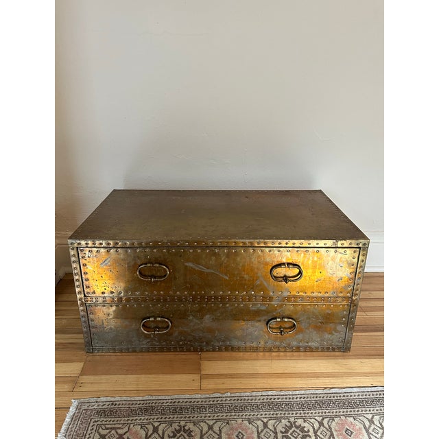 Sarreid Ltd. 1970’s Sarreid Ltd. Brass 2 Drawer Chest For Sale - Image 4 of 11