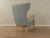 Wing-Chair in Beech and Fabric, 1950s For Sale - Image 5 of 8