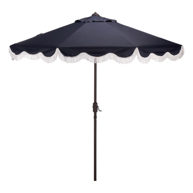Torsa 9 Ft Crank Umbrella, Navy/Brown Pole For Sale