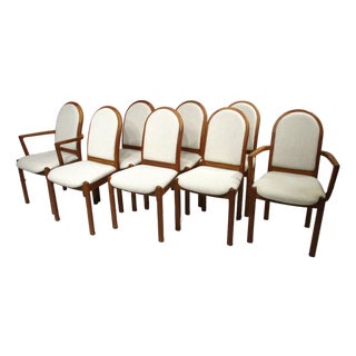 8 Danish Styled Teak Upholstered Dining Chairs in the Style of Niels Moller For Sale