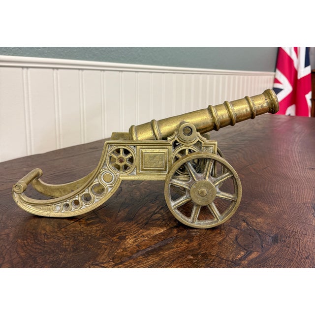 Vintage English Brass Minature Model Cannon & Carriage For Sale - Image 17 of 18