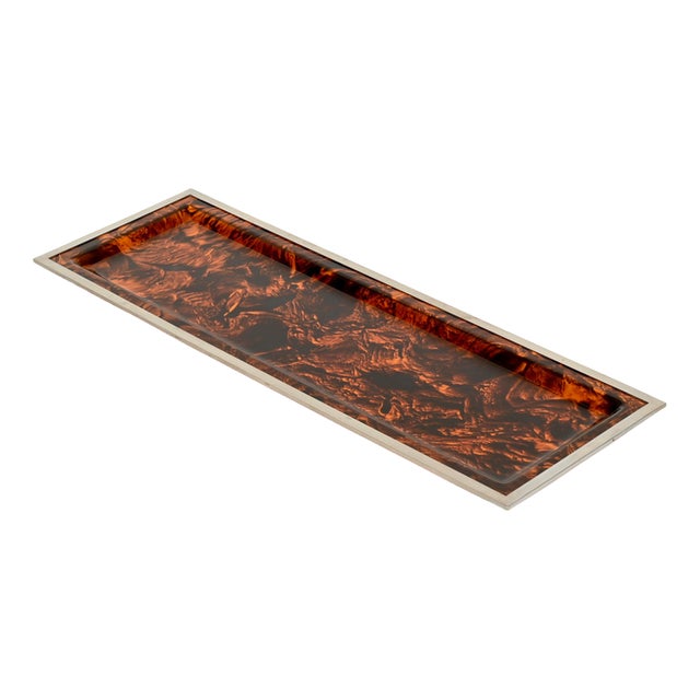 Tortoiseshell Acrylic Glass Tray from Dior, Italy, 1970s For Sale