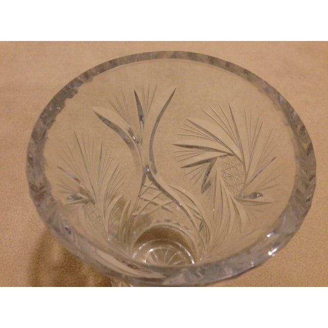 Transparent Vintage Corset Vase Crystal Lead Cut Glass For Sale - Image 8 of 11