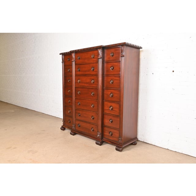 English Ralph Lauren for Henredon Neoclassical Mahogany 21-Drawer Chest of Drawers For Sale - Image 3 of 14