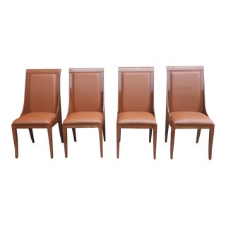 Set of Four Constantini Pietro Rosewood and Leather Upholstered Dining Chairs For Sale