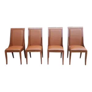 Set of Four Constantini Pietro Rosewood and Leather Upholstered Dining Chairs