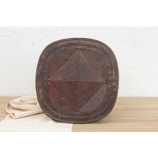 African Carved Diamond Top Nupe Stool For Sale - Image 3 of 8