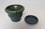 Mid-Century Modern Vintage Green and Blue Incised Ceramic Planter With Saucer by Deanna Nichols For Sale - Image 3 of 18