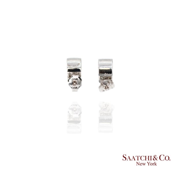 18k (750) White Gold Natural Diamond Wide Hoop Earrings, Pair For Sale - Image 9 of 10