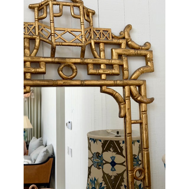 Hollywood Regency Faux Bamboo Chinoiserie Pagoda Mirror