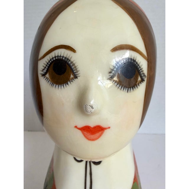 Mexican Vintage Gemma Taccogna Mexican Papier-Mâché Folk Art Female Bust Sculpture For Sale - Image 3 of 12