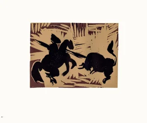 1962 Pablo Picasso Linocut Engraving "The Goading of a Bull" (Small)