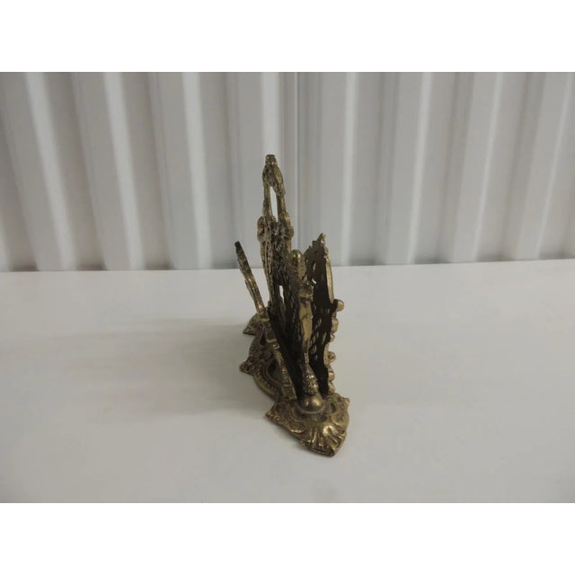 Vintage Brass Cherubs Filigree Desk Letter Holder For Sale - Image 4 of 6
