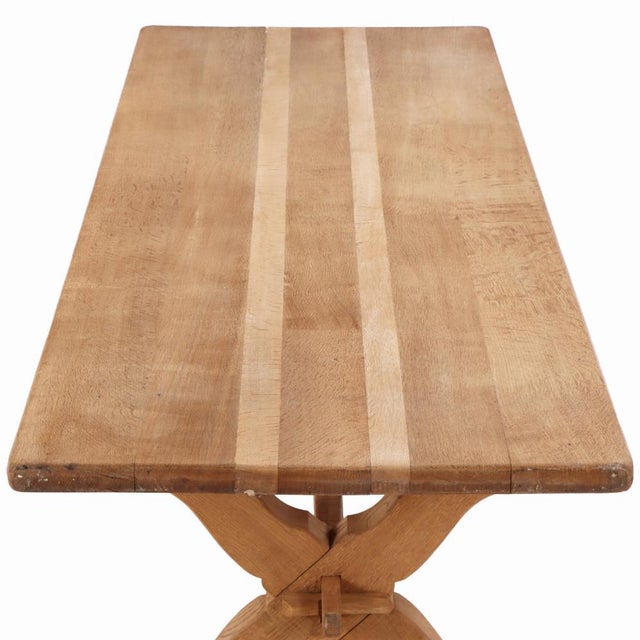 Brutalist A Brutalist French Oak Sawbuck Table, C. 1950. For Sale - Image 3 of 4