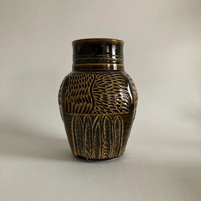 Artist Signed Handmade Art Studio Pottery Vase - Incised Textured Design, Fine Art Ceramics, Handmade Pottery For Sale - Image 17 of 17