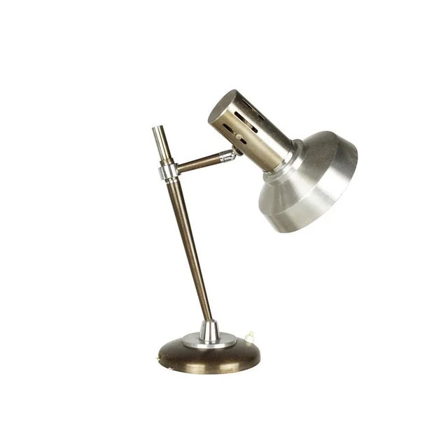 Italian Silver & Brown Anodized Aluminum Table Lamp, 1960s For Sale - Image 10 of 10