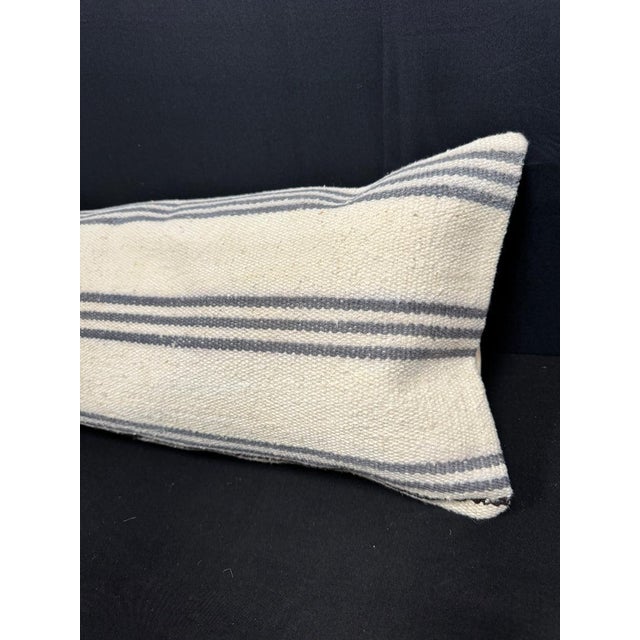 Turkish Hemp Pillow Cushion Natural Beige Gray Cushion Cover 12x46 For Sale - Image 4 of 4