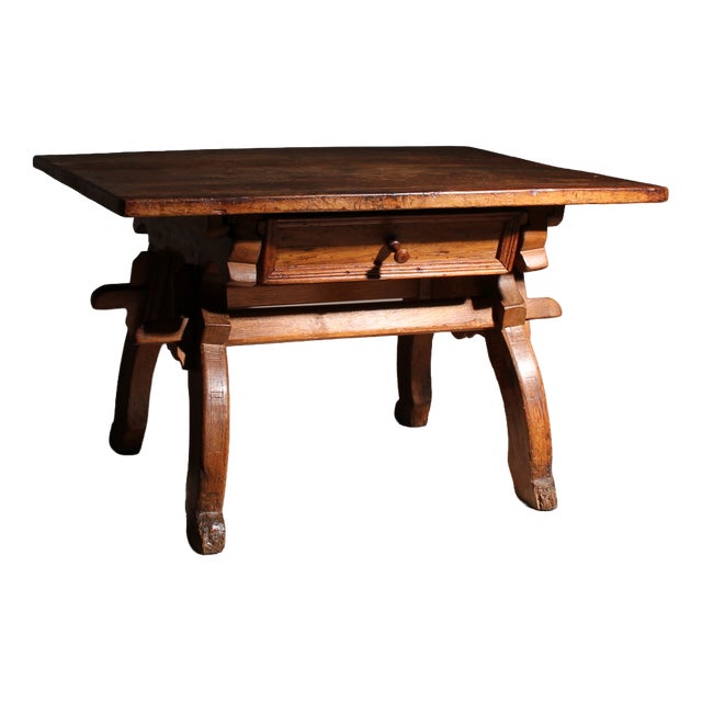18th Century Alpine Rustic Jogltisch Farmhouse Table in Oak For Sale