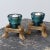 Vintage Make-Do Hemingray Glass Insulator Candleholders with Laminated Wood Bases, A Pair, Circa Mid 20th Century. Vintage...