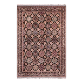 Shabby Chic Firdous Pak-Persian Black/Multi Wool Rug - 9'2'' X 12'1'' For Sale