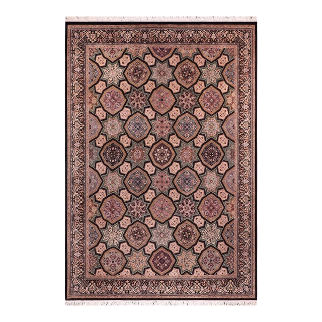 Shabby Chic Firdous Pak-Persian Black/Multi Wool Rug - 9'2'' X 12'1'' For Sale
