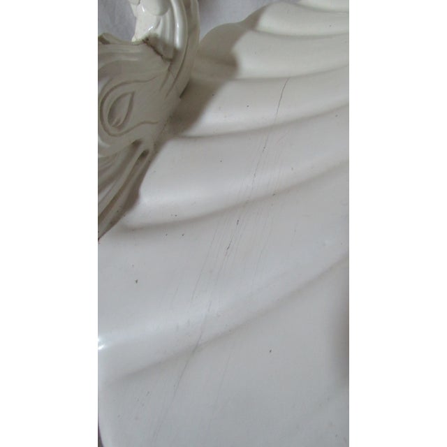 Paint Pair Mid-Century Italian Neo-Classical Carved Wood White Lacquer Shell & Dolphin Chairs For Sale - Image 7 of 14